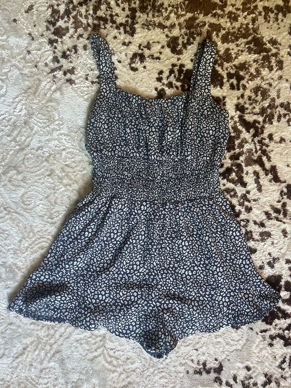 Navy Cheetah Print One-Piece Womens Romper